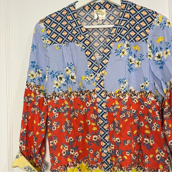 Anthropologie Fig & Flower patchwork floral blouse - Picture 13 of 16